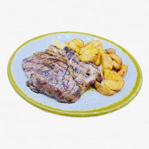 Свинска вратна пържола на BBQ с пикантни картовки